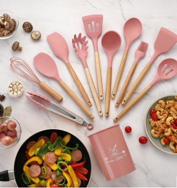 Wooden Handle Silicone Kitchenware Set