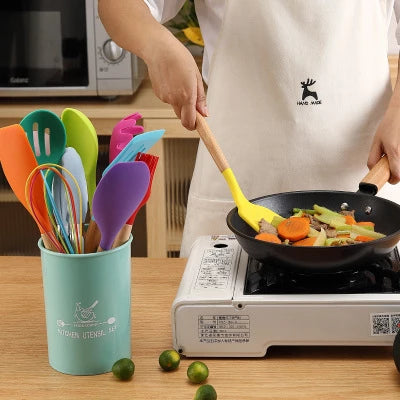 Wooden Handle Silicone Kitchenware Set