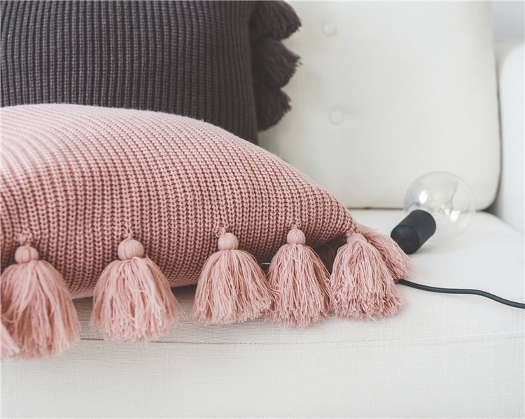 Solid Color Wool Ball Pillow