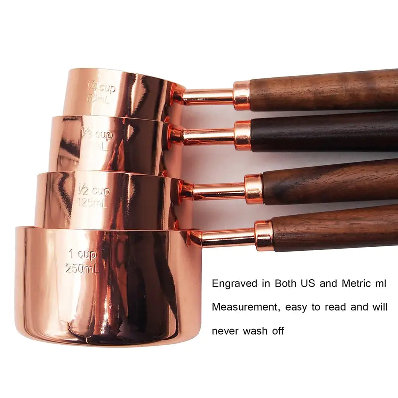 Measuring Cup Set with Rose Gold Stainless Steel Spoons
