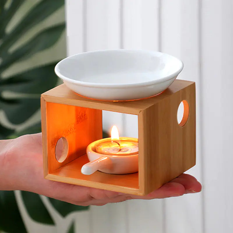 Bamboo Aroma Diffuser and Candle Holder for Home