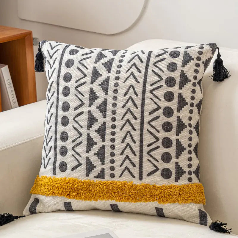 Ethnic Style Tufted Pillow for Living Room Sofa