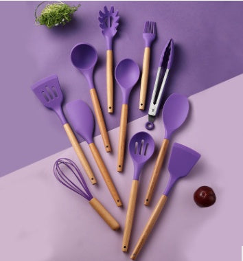 Wooden Handle Silicone Kitchenware Set