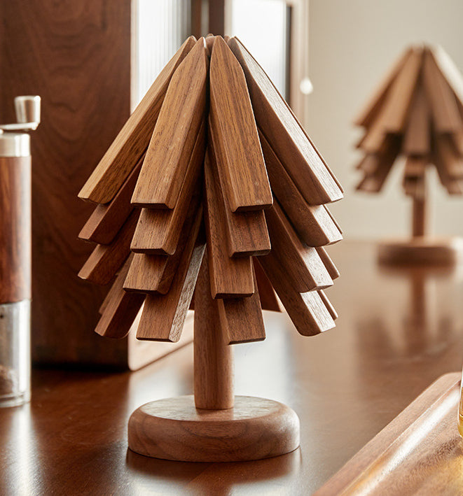 Walnut Wood Coaster Tree - Solid Wood Heat Insulation