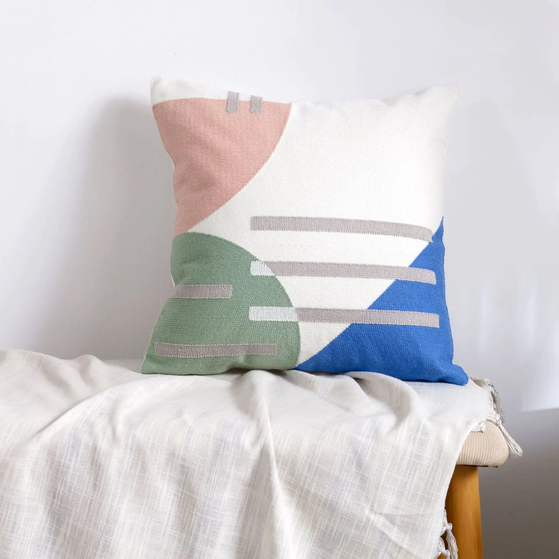 Moroccan Embroidered Throw Pillow for Home Decor