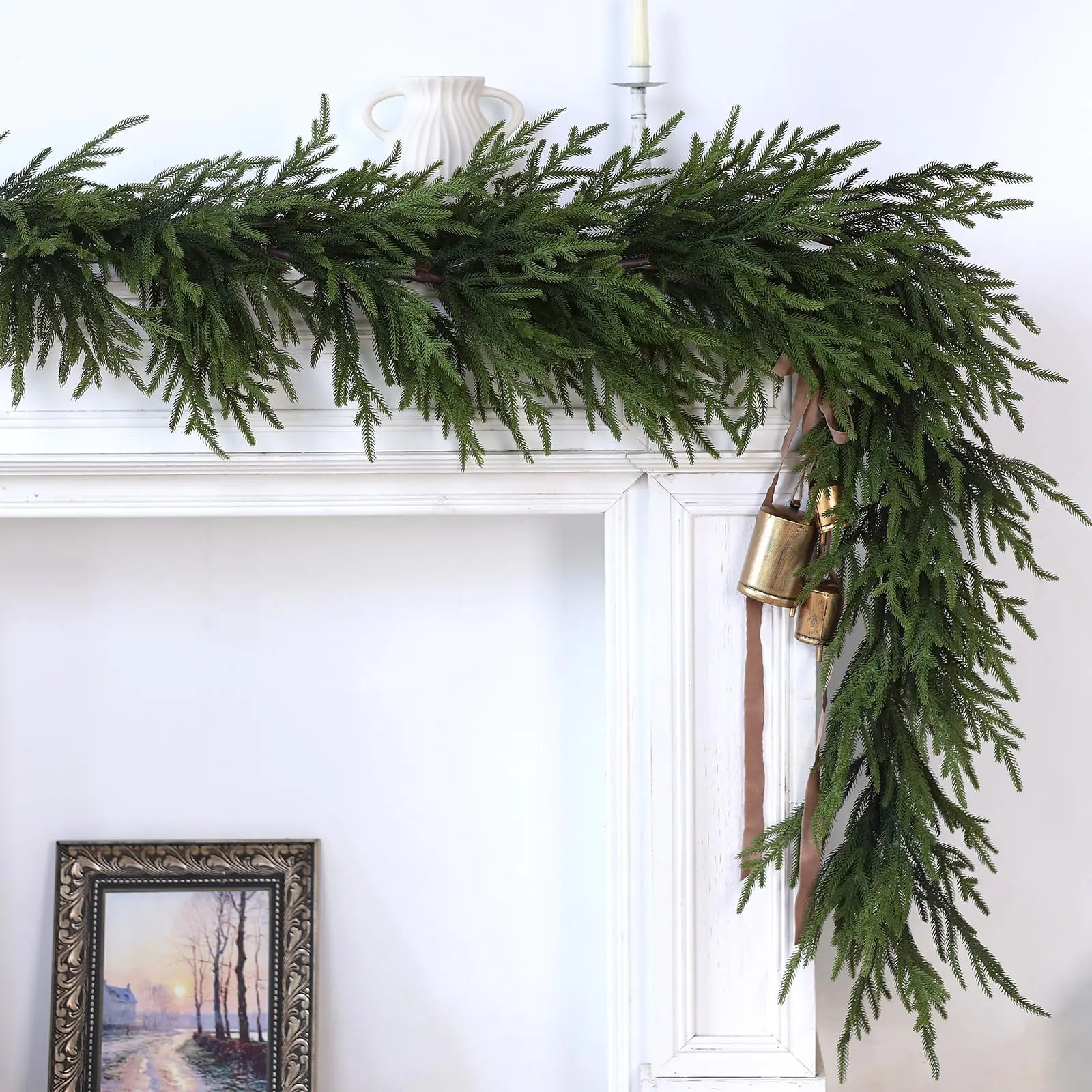Norfolk Pine Garland - 9ft Artificial Christmas Garland Long Faux Greenery for Holiday