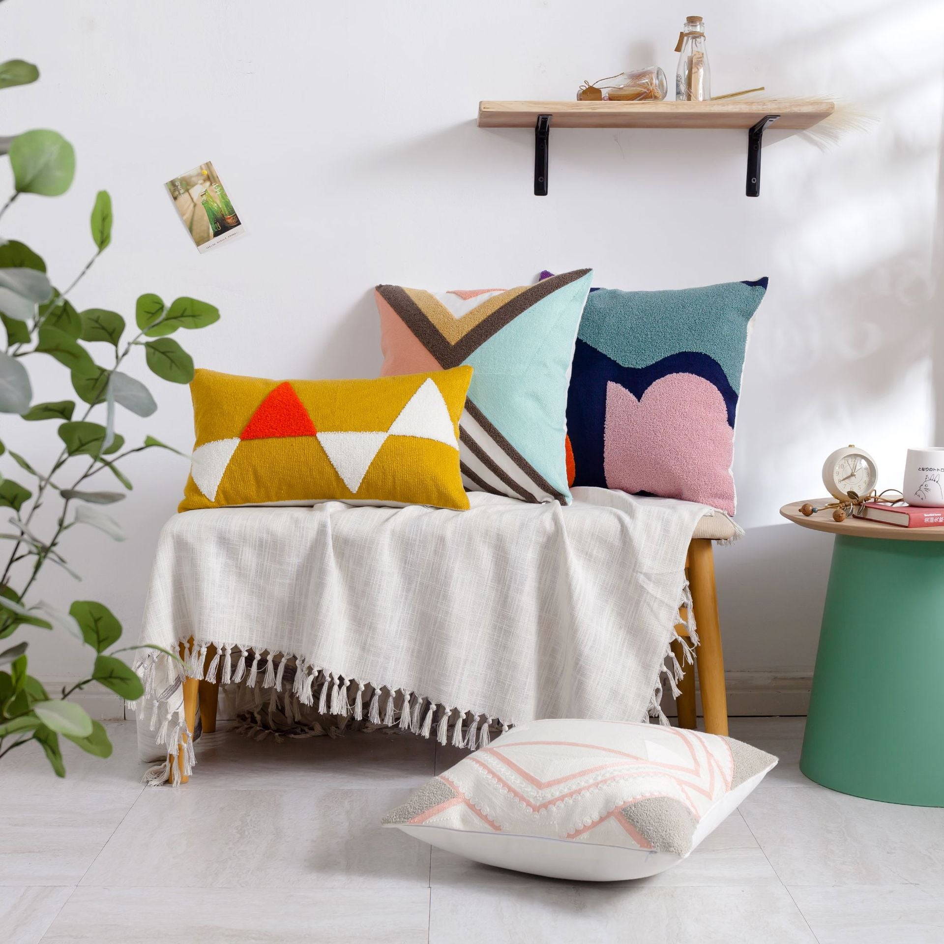 Moroccan Embroidered Throw Pillow for Home Decor