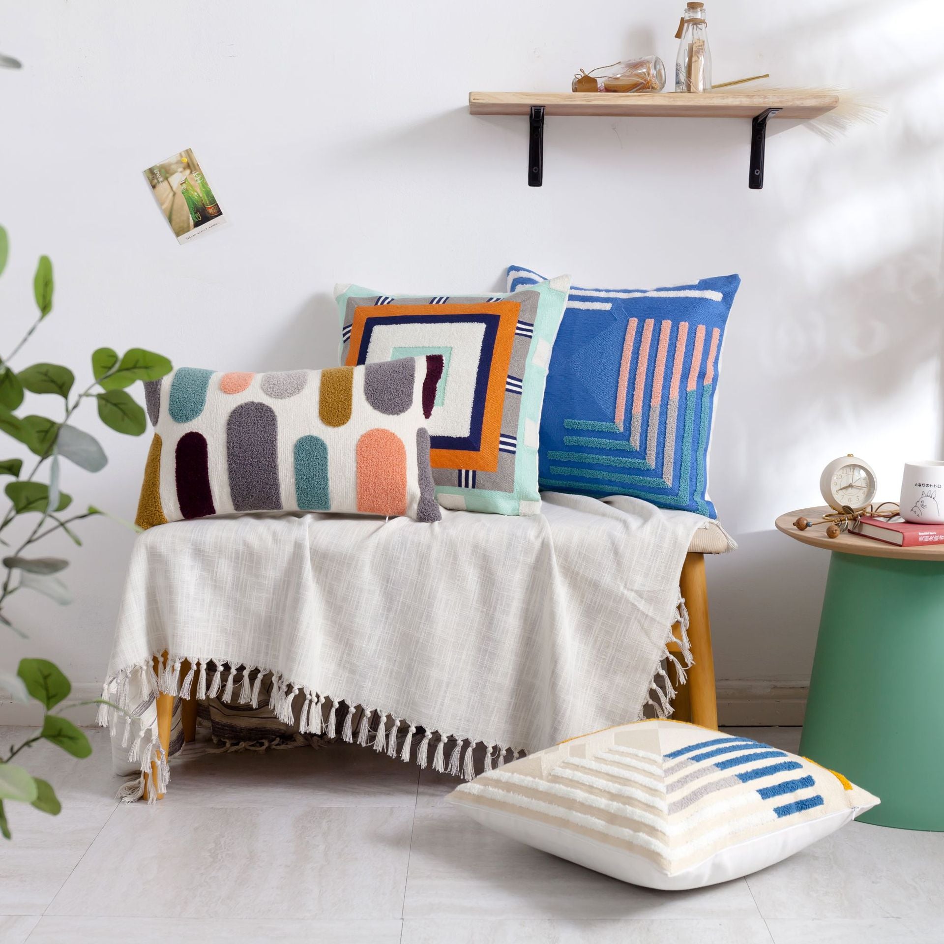 Moroccan Embroidered Throw Pillow for Home Decor