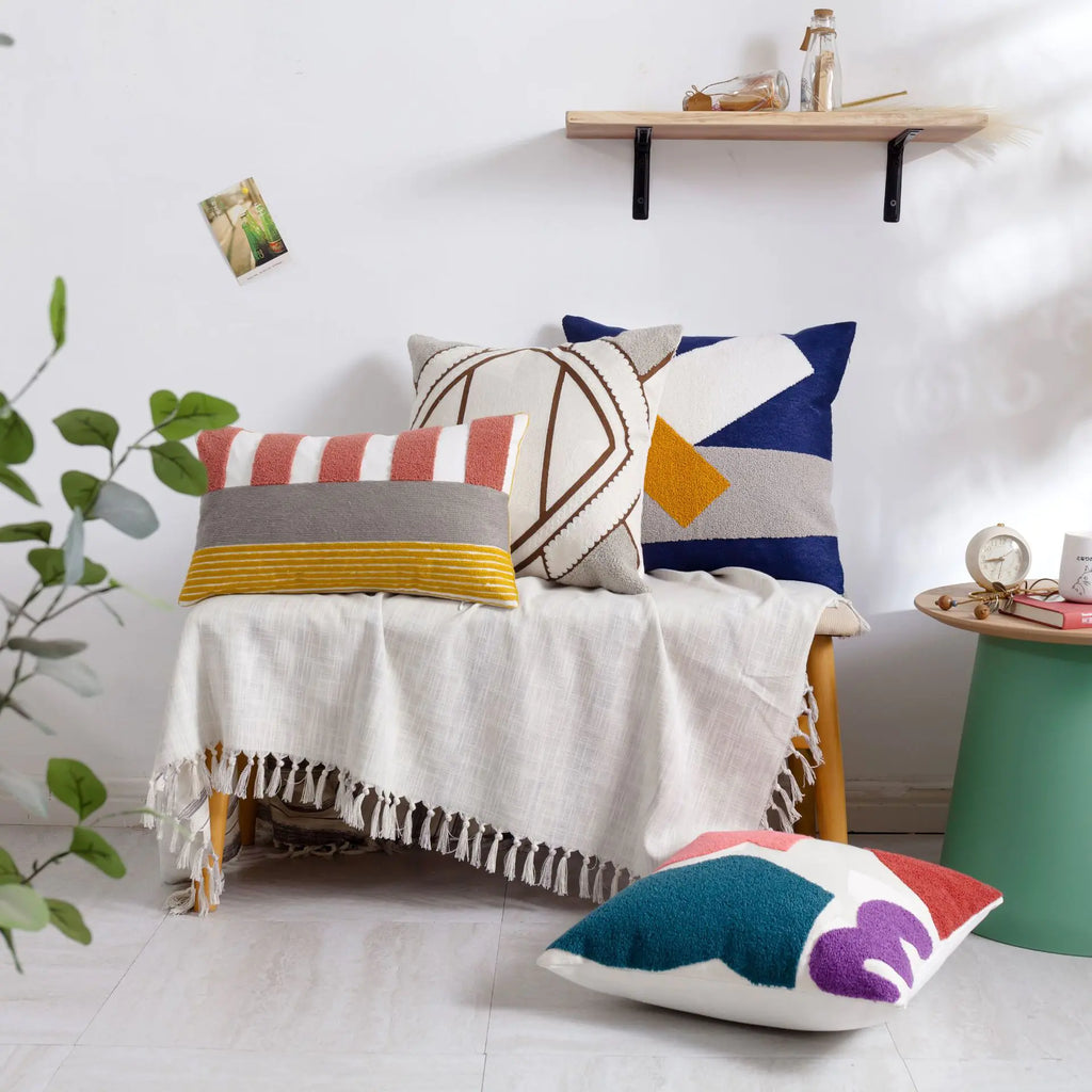 Moroccan Embroidered Throw Pillow for Home Decor