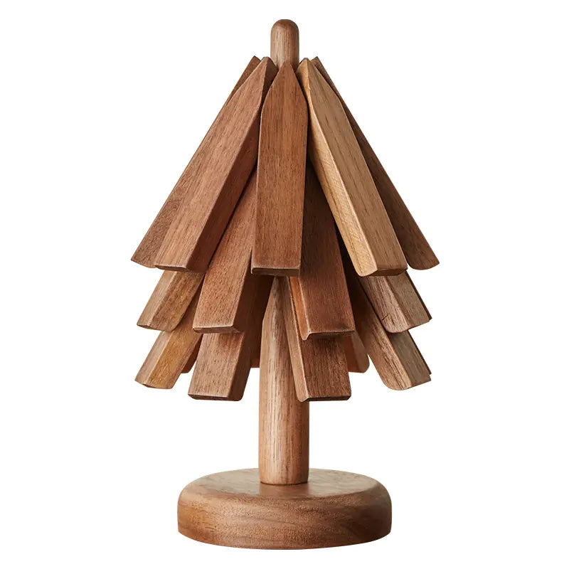 Walnut Wood Coaster Tree - Solid Wood Heat Insulation