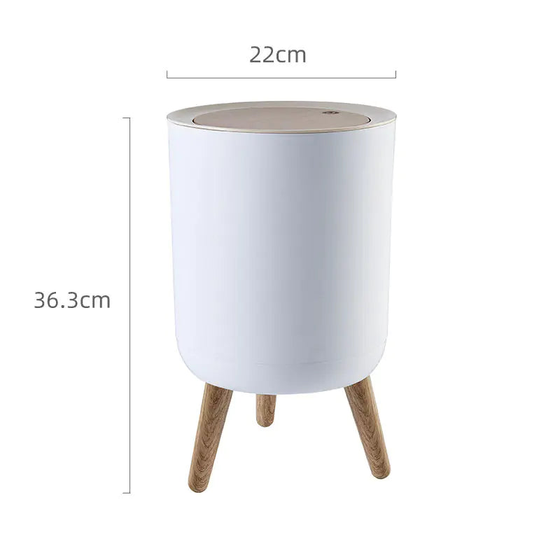 Wooden Pattern Trash Can with Lid