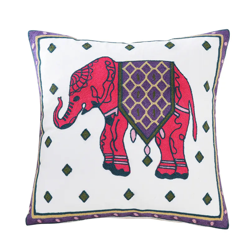 Embroidered Floral Cushion Cover for Home Decor