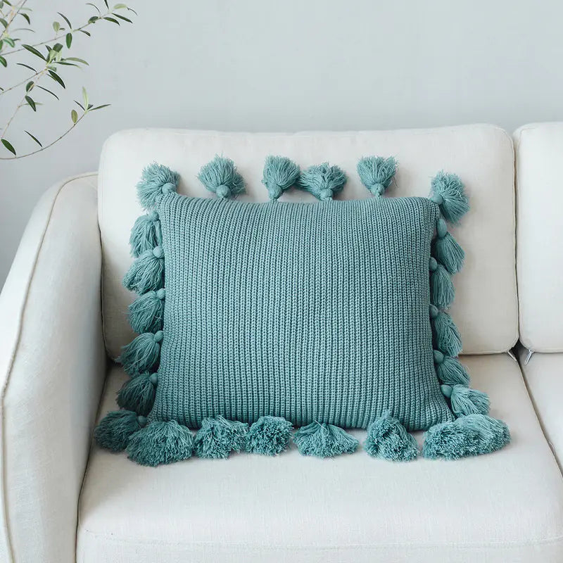 Solid Color Wool Ball Pillow