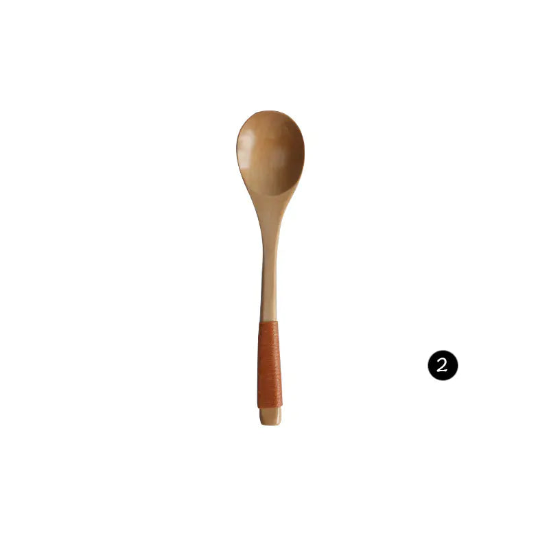 Japanese Wooden Spoon and Fork Set for Coffee Mixing