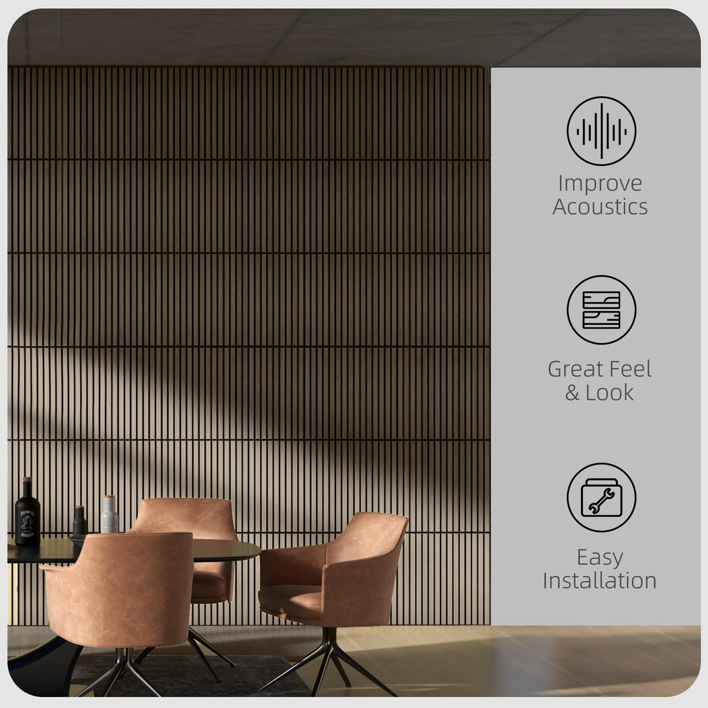 24" x 24" Wood Panels for Wall, 4 Pack Acoustic Panels, Sound Absorbing Slat Wall for Wall Decor, Home, Brown