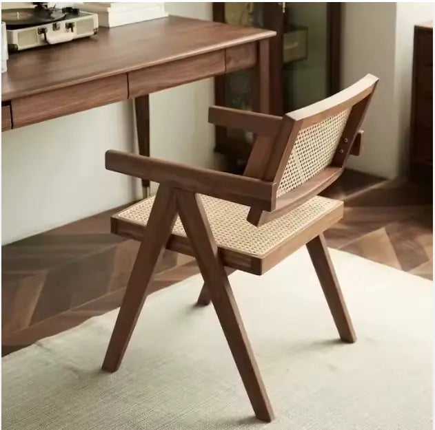 Solid Wood Rattan Chair