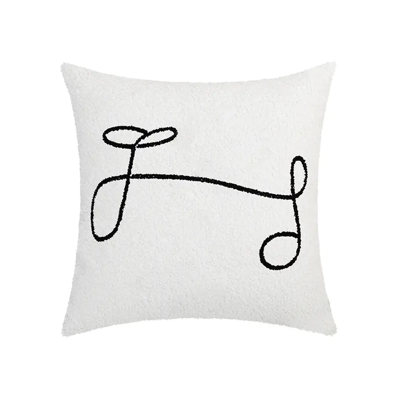 Embroidered Face and Abstract Pillowcase Cover
