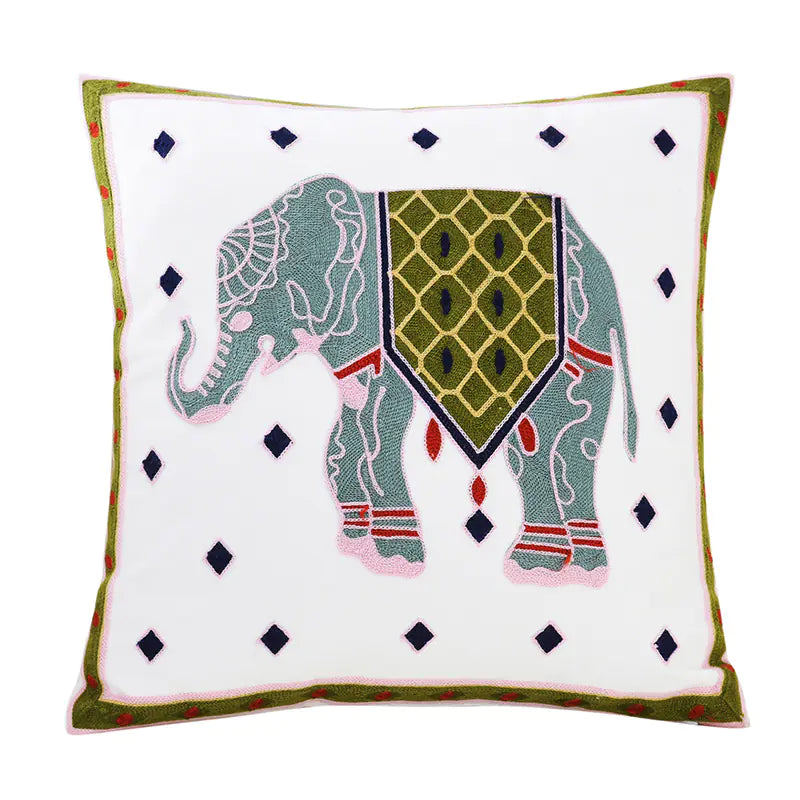 Embroidered Floral Cushion Cover for Home Decor