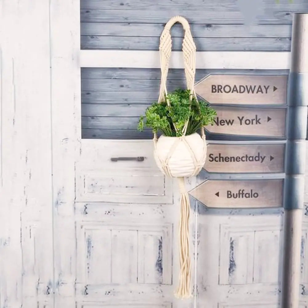 Handcrafted Cotton Rope Wall Hanging Plant Basket