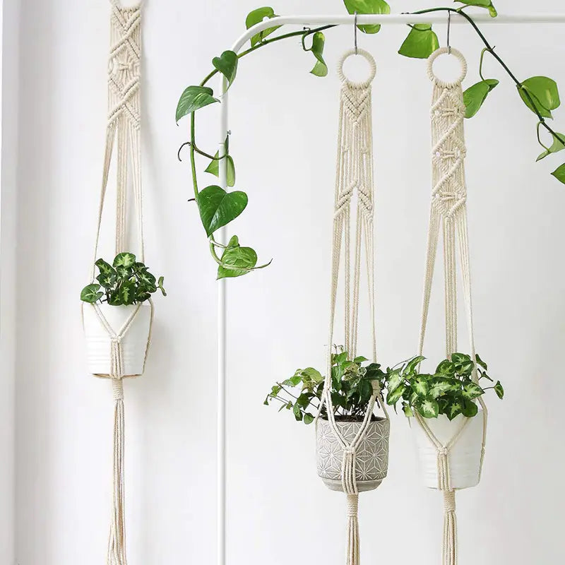 Handcrafted Cotton Rope Wall Hanging Plant Basket