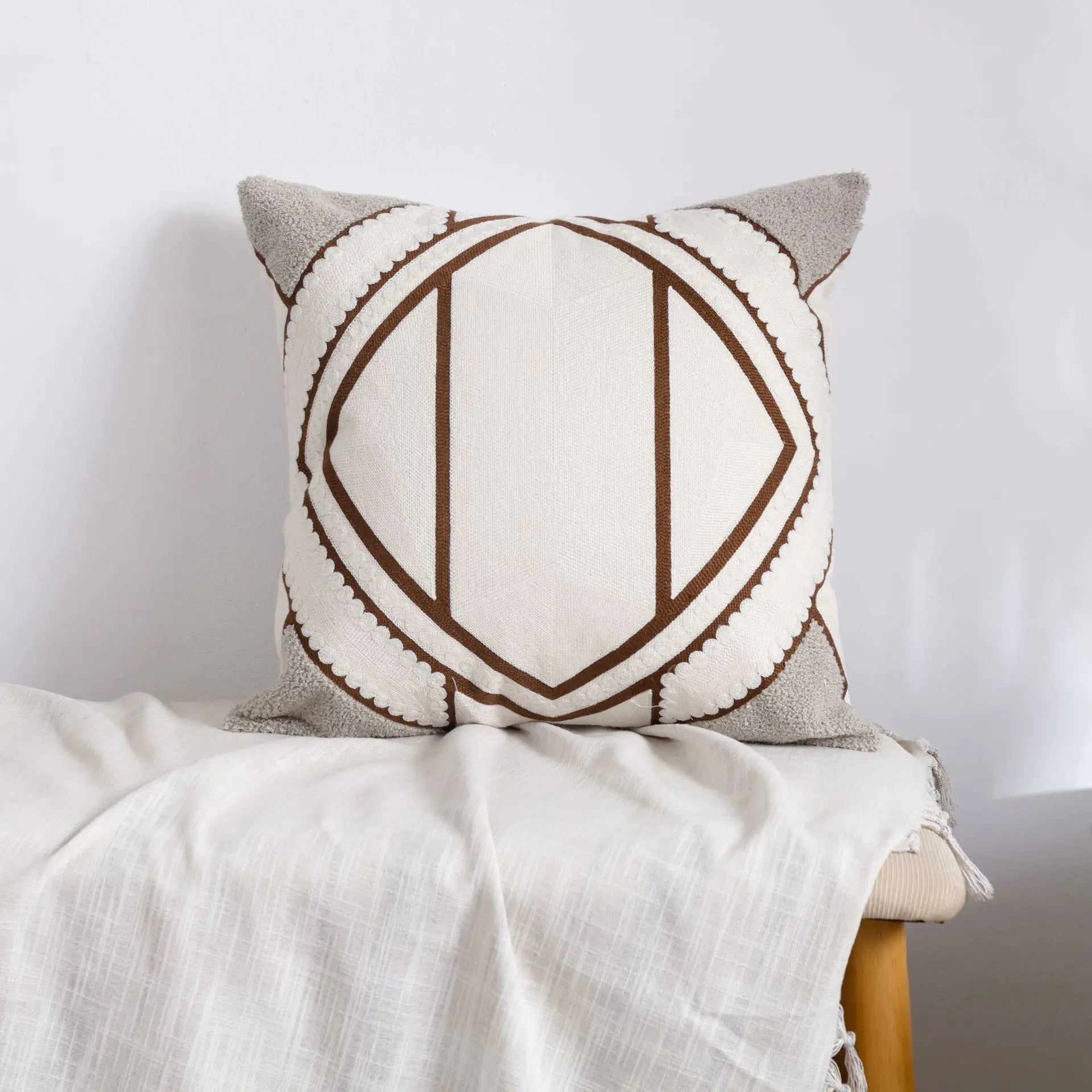 Moroccan Embroidered Throw Pillow for Home Decor