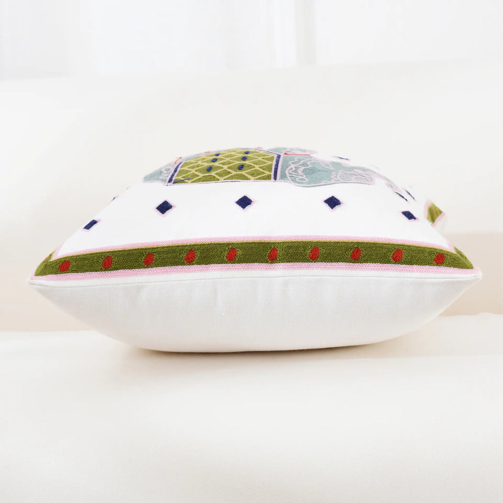 Embroidered Floral Cushion Cover for Home Decor