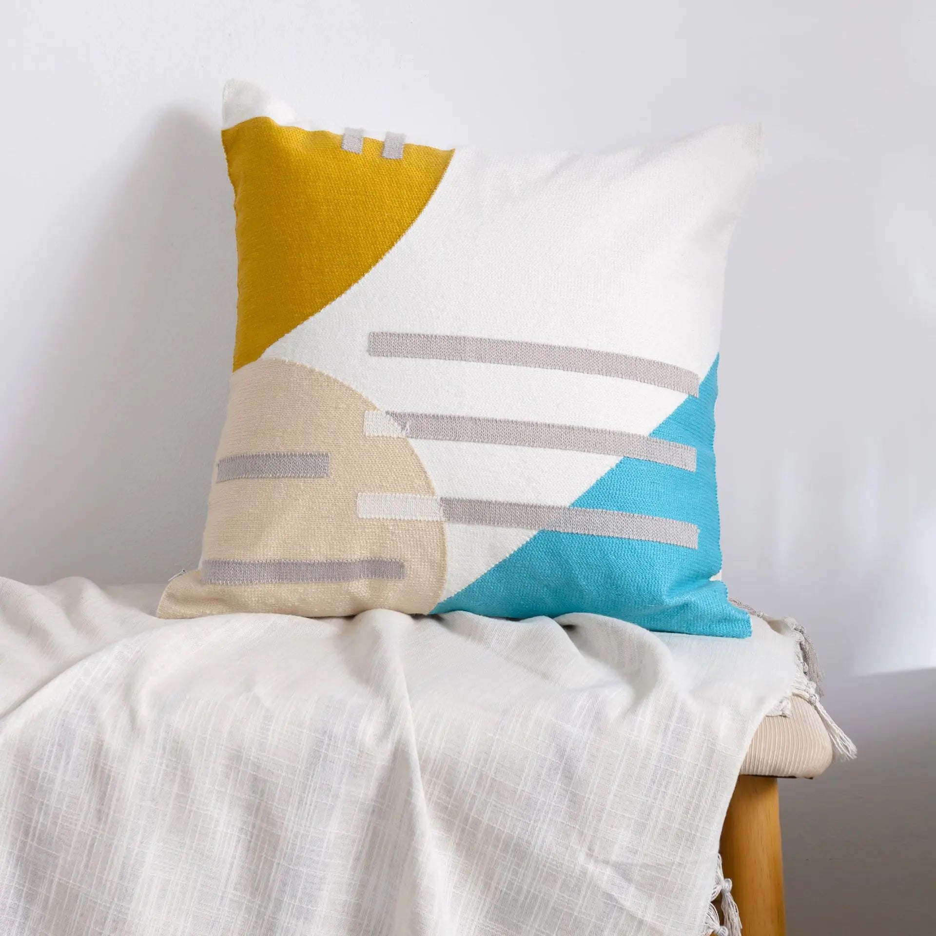 Moroccan Embroidered Throw Pillow for Home Decor