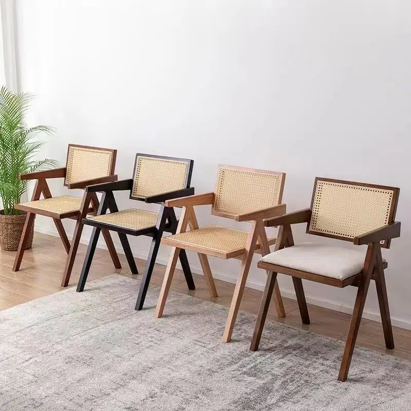 Solid Wood Rattan Chair