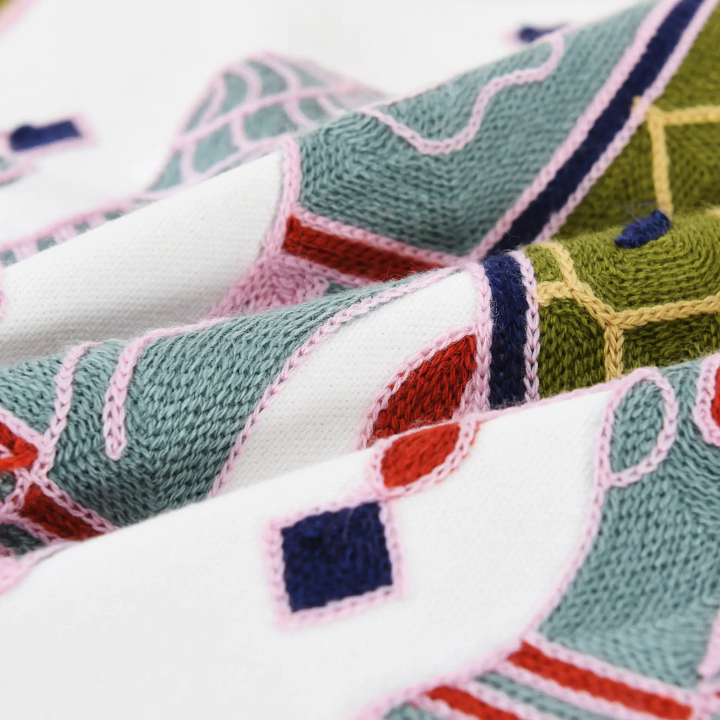 Embroidered Floral Cushion Cover for Home Decor